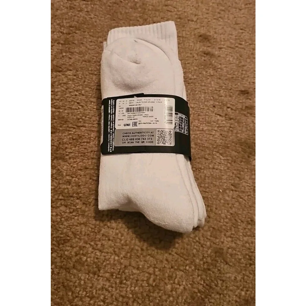 Emporio Armani Mens Crew Socks 3 Pack White Cotton